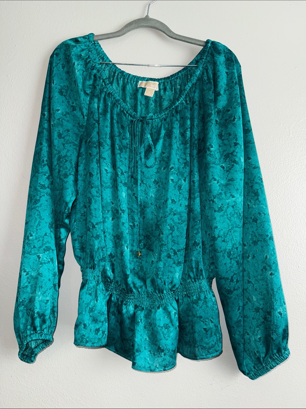 MICHAEL Michael Kors Teal Peplum Long-Sleeve Blouse